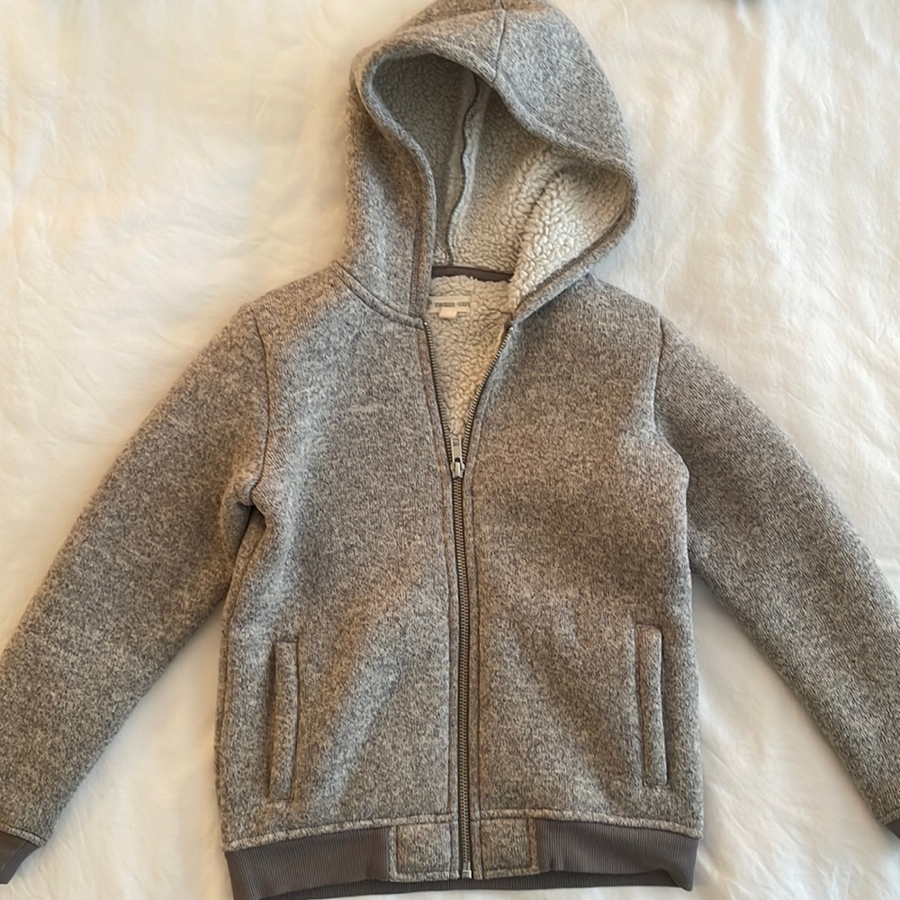 Grey Sherpa lined zip hoodie